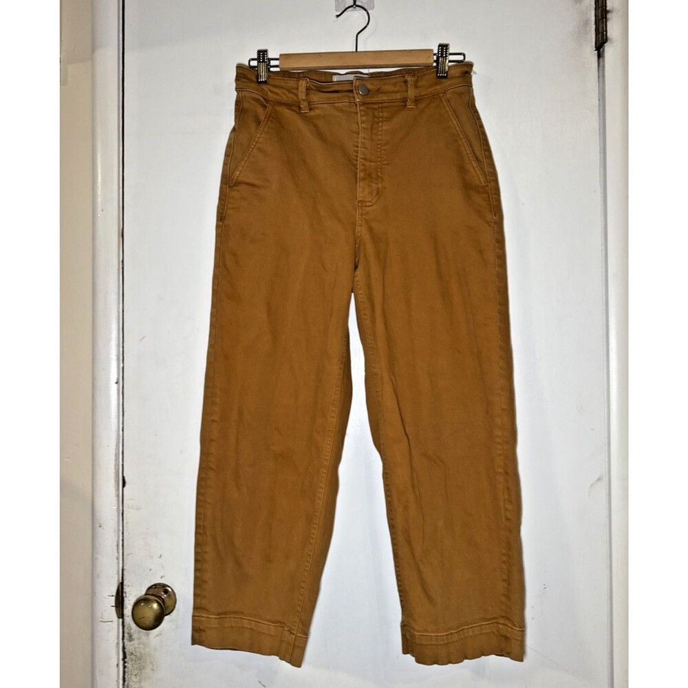 Everlane Cropped Straight Pants Brown High Rise Stretch Cotton | Women's 6